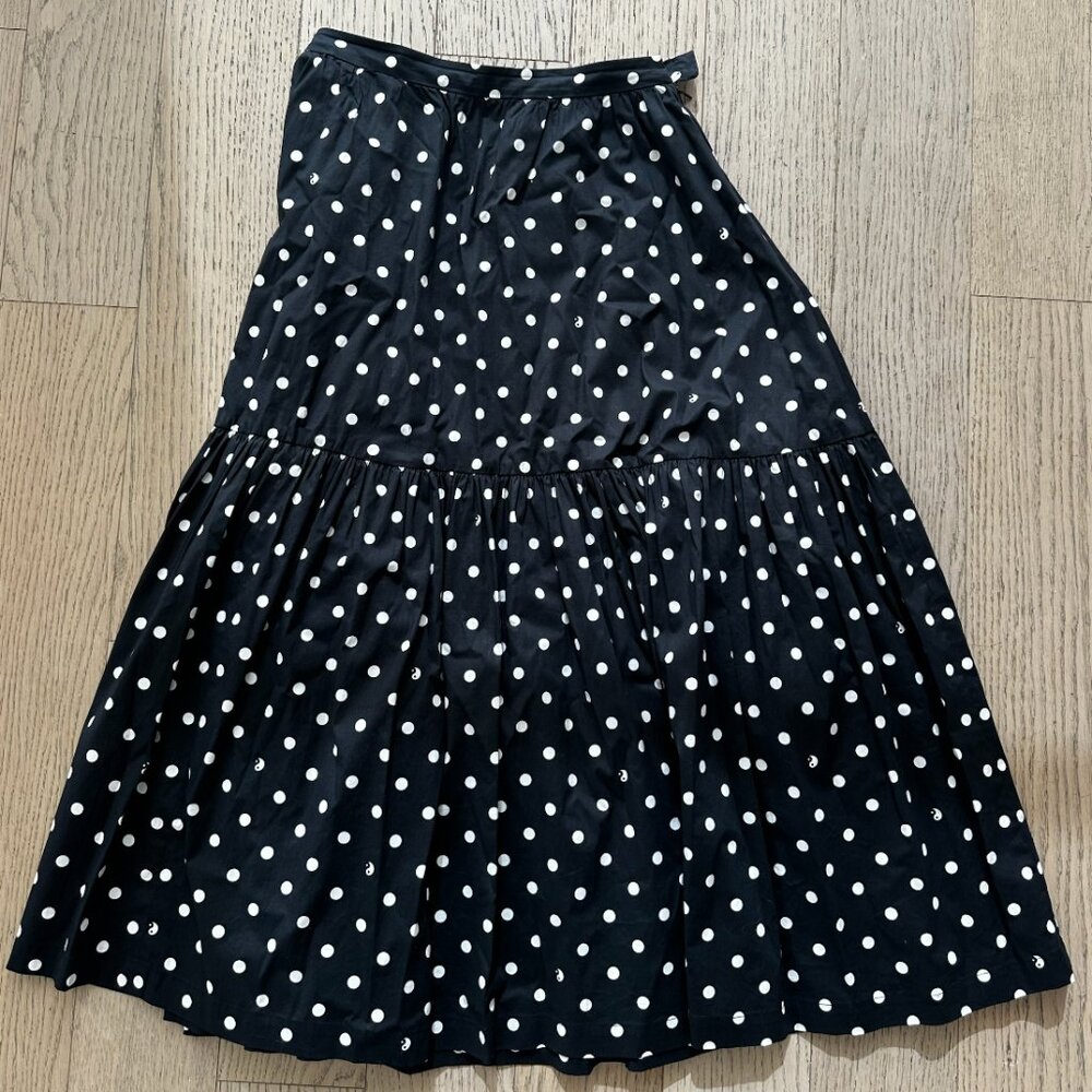 STAUD black and white polka dot maxi skirt